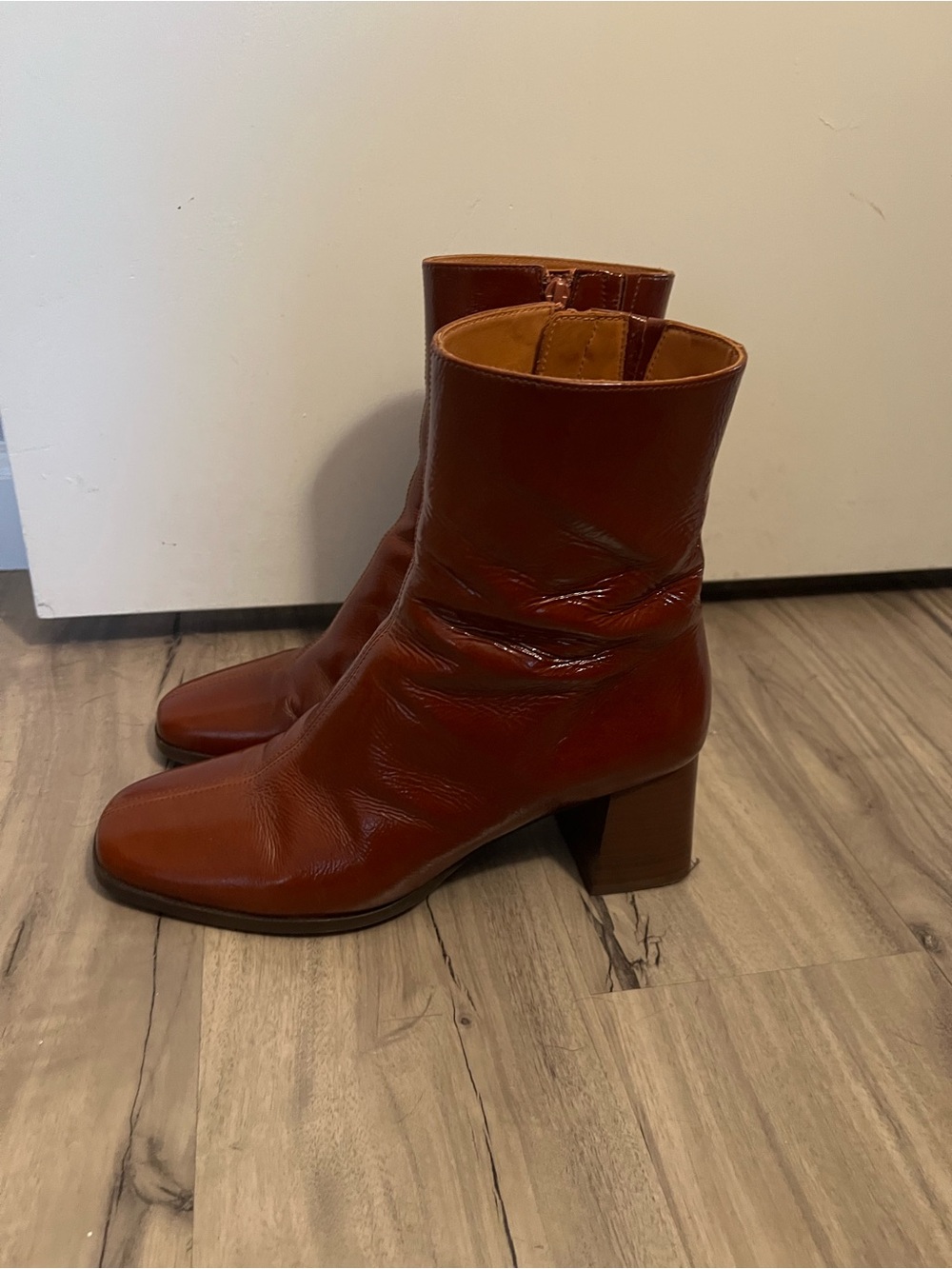 Sezane Axelle Ankle Boots in Polished Camel
